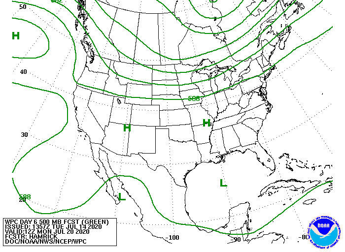 upper-level forecast map for Monday